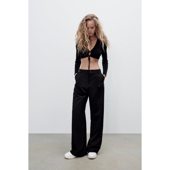 NWT Zara Full Length Pleated Pants Trousers - Picture 1 of 11